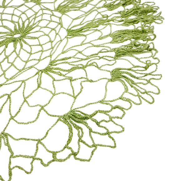 vintage lime green 20" round Doily handmade crochet home decor - Picture 5 of 7